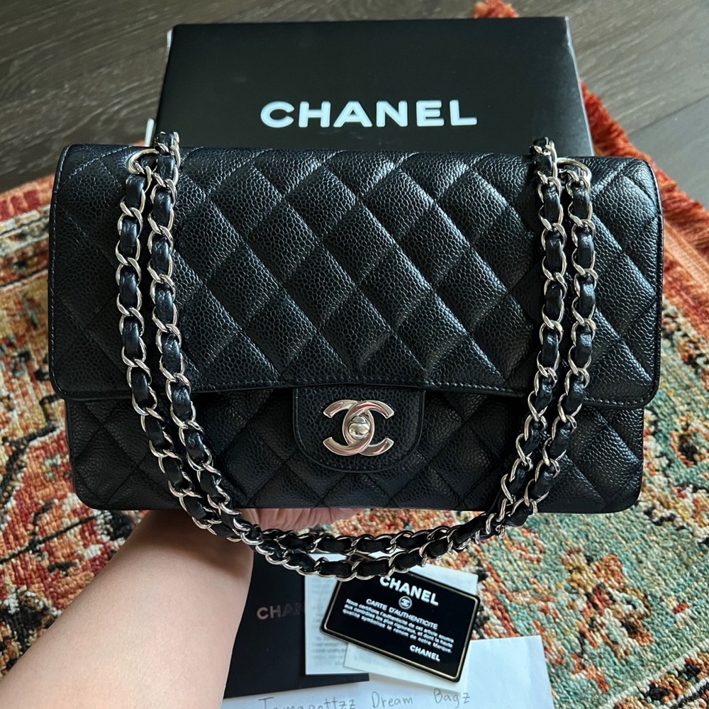 Chanel Classic Medium Black Caviar Double Flap Bag